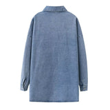 Women T-shirt Denim Jacket Women's Spring and Autumn Loose Long Sleeve Top