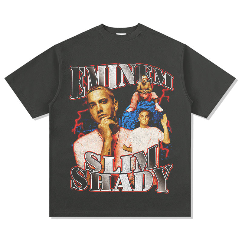 Detroit Eminem T Shirt Washed Old Eminem Print T Shirt