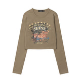 Women Long Sleeve T-Shirt Printed Short-Sleeved T-shirt Women's Slim Autumn