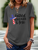 Women's Independence Day T Shirt Pattern Printed Short-Sleeved T-shirt