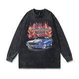 Men Long Sleeve Shirt Design Sense Washed and Worn Couple Long Sleeve T-shirt