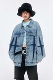 Unisex Jacket Autumn Cross Removable Washable Denim Coat Women's Clothing