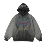 Men Hoodie Sweater Men's Autumn and Winter Oil Painting Printing Loose Hooded