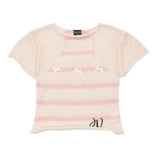 Women Sweater Short-Sleeved Sweater for Girls Summer Color Matching Short round Neck