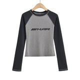 Women T-Shirt Long Sleeve T-shirt Women Slim Fit Slimming Short Top