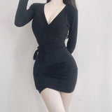 Women's Long Sleeve Shirt V-neck Long Sleeve Short Cardigan Top