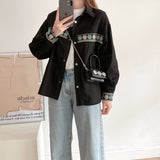 Women's T-Shirt Spring and Autumn Embroidered Denim Coat Women's Loose