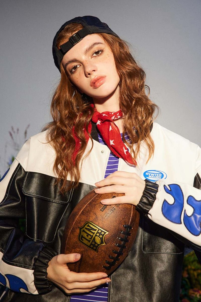 Unisex Jacket Autumn Printed Leather Baseball Uniform Women's Clothing