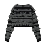 Women Sweater Knitted Cardigan Hanging Color Matching Cropped Sweater Coat