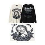 Men Long Sleeve Shirt Long T-shirt Men's and Women's Trendy Loose Street American Long Sleeve Top