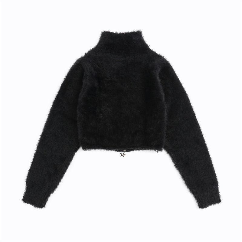 Women Sweater Cropped Cardigan Sweater Girls' Spring and Autumn Zipper