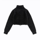 Women Sweater Cropped Cardigan Sweater Girls' Spring and Autumn Zipper