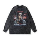 Men Long Sleeve Shirt West Coast Worn Looking Washed-out Long Sleeve T-shirt Men's Top