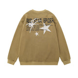 Men Hoodie Spider Printed Crew Neck Sweatshirt Men