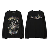Men Long Sleeve Shirt T-shirt Long Sleeve Floral Print Loose Hiphop Bottoming Shirt for Men and Women