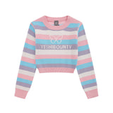 Women Sweater Butterfly-Patterned Short Style Sweater Women's Autumn Contrast Color Long Sleeves Sweater
