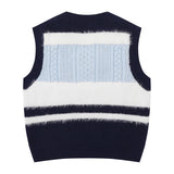Women Vest Color Matching Short Striped Knitted Vest Women Sleeveless