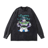 Men Long Sleeve Shirt Retro Cartoon Printed Long-Sleeved T-shirt Men and Women HipHop Fashion Brand Couple