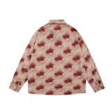 Men Long Sleeved T Shirt Hawaiian Drape Floral Shirt Men's Spring and Autumn Loose Lapel Long Sleeves Shirt