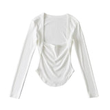 Women T-Shirt Long Sleeve Ballet Back Strap T-shirt Top