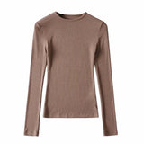 Women T-shirt Fall Women's Clothing Bottoming Shirt round Neck Long Sleeve T-shirt for Women