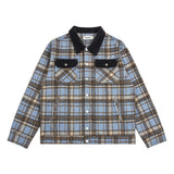 Men's Long Sleeved T Shirt Plaid Shirt Men's Spring and Autumn Leather Embroidered V-Shaped Female Long Sleeve Shirt Coat Ins