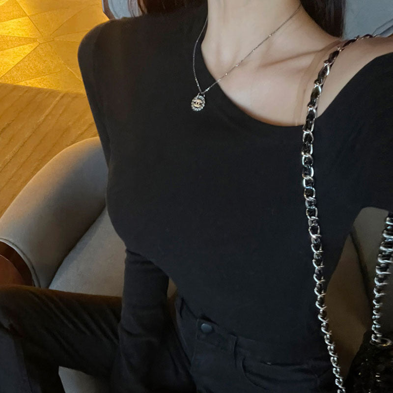 Women Long Sleeve Shirt Women off-Shoulder Long Sleeve T-shirt Women