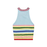 Women Sweater Rainbow Striped Vest Sweater Women's Autumn Leisure Sweater