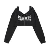 Women Hoodie Cardigan Sweater Girls Autumn Letter Printing