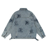 Men Denim Jacket Embroidery Denim Clothes Jacket Male Loose Lapels Patchwork Denim Jacket
