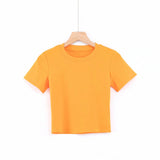 Women T-Shirt Women's T-shirt Summer round Neck Short Sleeves Short Top