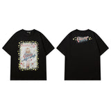 Men T Shirt Hip Hop Vintage Print Short Sleeves T-shirt Men and Women Casual