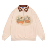 Men Hoodie Letter Printed Polo Shirt Sweater Men's Spring and Autumn Long Sleeve Lapel