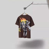 Mens T-shirts Travis Scott Cactus Jack x Utopia Utopia Flame Hound Short Sleeve T-Shirt
