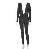 Women Jumpsuit Summer Fashion Long Sleeve Sexy Backless Jumpsuit