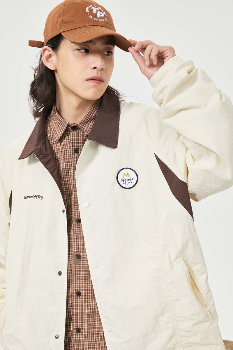 Unisex Jacket Autumn Contrast Color Lapels Coat Women's Clothing