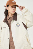 Unisex Jacket Autumn Contrast Color Lapels Coat Women's Clothing
