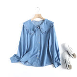 Women T-Shirt Long Sleeve Denim Shirt Women's Spring and Summer Wide