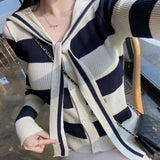 Women Long Sleeve Shirt Autumn Winter Sweater Female Striped Top Women