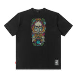 Men T Shirt Amekaji Vintage Printed Pure Cotton Loose Short Sleeve T-shirt for Men and Women