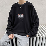 Men Hoodie round Neck Sweater Men's Autumn Hong Kong Style Loose