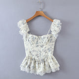 Women T-Shirt Summer Casual Printed Slim-Fit Sling Blouse