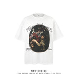 American vintage street T-shirt retro men's summer street loose half-sleeved shirt