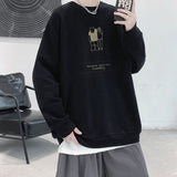 Men Hoodie Sweater Men's Autumn Loose Hong Kong Style round Neck Bottoming Shirt