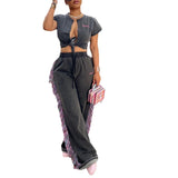 Women Cargo Pants Women's Stitching Design Loose Mopping Casual Pants
