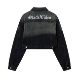 Men Denim Jacket XINGX Embroidered Denim Jacket Male and Female Couples Wear Washed Distressed Jacket