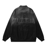 Men Denim Jacket Gradient Embroidered Letter Denim Jacket Loose-Fitting Jacket Top