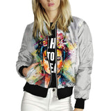 Graffiti Bomber Jacket Baseball Uniform Female Print