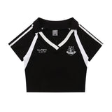 Women T-shirt Short-Sleeved T-shirt Girls' Summer Casual Cotton Stitching