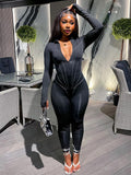Women Jumpsuit Sports Slim-Fitting Long-Sleeve Zipper Jumpsuit Women